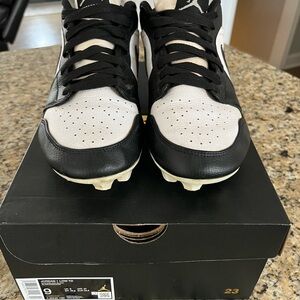 Air Jordan 1 Low TD Black and White Cleats Size: 9